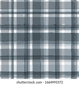 Gingham nahtloses Muster. Aquarellstreifen, Tartentextur für Picknicktücher im Frühling, Hemden, Plaid, Kleidung, Kleider, Decken, Papier. Vektorillustration schachbrettgedeckte Pinselstriche, geometrische Linien.
