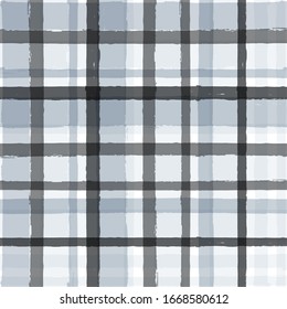 Gingham seamless pattern. watercolor stripes, tartan texture for spring picnic table cloth, shirts, plaid, clothes, dresses, blankets, paper. vector checkered paint brush strokes, geometric lines.
