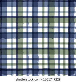 Gingham seamless pattern. watercolor stripes, tartan texture for spring picnic table cloth, shirts, plaid, clothes, dresses, blankets, paper. vector checkered paint brush strokes, geometric lines.