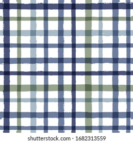 Patrón sin fisuras de Gingham. rayas de color agua, textura tartán para manteles de picnic de primavera, pantalones, mantas, ropa, vestidos, mantas, papel. trazos vectoriales de pincel, líneas geométricas.