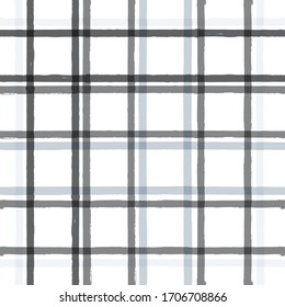 Gingham seamless pattern. watercolor stripes, tartan texture for spring picnic table cloth, shirts, plaid, clothes, dresses, blankets, paper. vector checkered paint brush strokes, geometric lines.