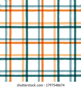 Gingham seamless pattern. watercolor strokes checkered plaid, rustic tartan background, vector. vector  summer print