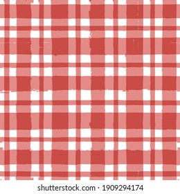 Patrón sin fisuras de Gingham. textura de trazos de acuarela para textiles: camisas, manteles, mantas, mantas, papel, maquillaje. impresión de verano con control vectorial