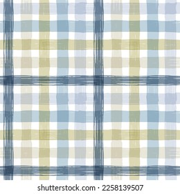 Gingham seamless pattern. watercolors checkered plaid, rustic tartan background, vector spring picnic textile, rustic farmhouse print	