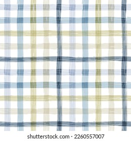 Gingham seamless pattern. watercolors checkered plaid, rustic tartan background, vector spring picnic textile, rustic farmhouse print	