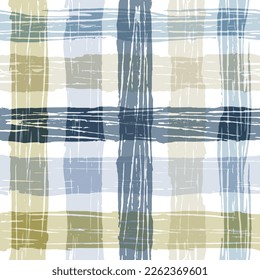 Gingham nahtloses Muster. Aquarellfarben mit Schachbrettmuster, rustikaler, taranischer Hintergrund, Vektorfeder-Picknick, rustikaler Bauerndruck	