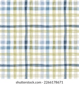 Gingham seamless pattern. watercolors checkered plaid, rustic tartan background, vector spring picnic textile, rustic farmhouse print	