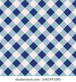 Gingham seamless pattern.Checkered tartan plaid repeat pattern in navy blue.Geometric vector illustration background wallpaper.