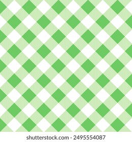 Gingham seamless pattern.Checkered tartan plaid repeat pattern with twill weave in green.Geometric vector illustration background wallpaper