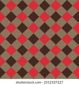 Gingham padrão sem emenda. Tartan xadrez xadrez padrão repetido em marrom e vermelho. Geometric vetor ilustração fundo papel de parede.