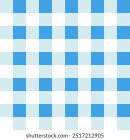 Gingham seamless pattern.Checkered tartan plaid repeat pattern in blue and white.Geometric vector illustration background wallpaper