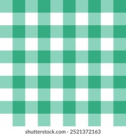 Gingham seamless pattern.Checkered tartan plaid repeat pattern in green and white.Geometric vector illustration background wallpaper