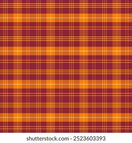 Gingham seamless pattern.Checkered tartan plaid with twill weave repeat pattern in red orange yellow. Geometric graphic vector illustration background design for fabric and print.Autumn theme.