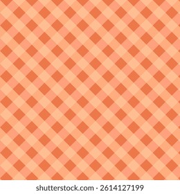Gingham seamless pattern.Checkered tartan plaid repeat pattern in orange brown.Geometric vector illustration background wallpaper.