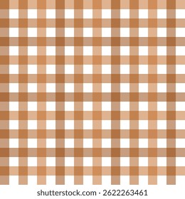 Gingham seamless pattern.Checkered tartan plaid repeat pattern in brown and white.Geometric vector illustration background wallpaper.