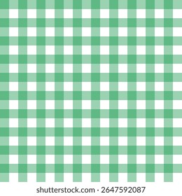 Gingham seamless pattern.Checkered tartan plaid repeat pattern in green and white.Geometric vector illustration background wallpaper texture for fabric and prints.