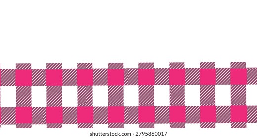 Gingham seamless pattern.pink white background texture. Checked tweed plaid repeating wallpaper. Fabric design.