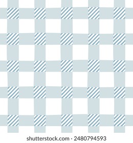 Gingham seamless vector pattern. Tartan check for tablecloths, napkins, clothes, packaging, for the Easter holiday. Cozy cute childish background in a pastel blue palette