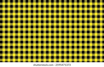 Gingham seamless yellow black pattern. Texture for plaid, tablecloth, clothes, shirts, dresses, paper, bedding, blankets, blankets and other textile products. Vector Illustration