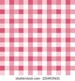 Gingham striped checkered seamless pattern white red background.