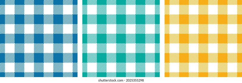 Gingham tablecloth stripes cells abstract seamless paterns design. Plaid tartan flannel fabric print for shirt. Crossed lines shirt wallpaper.