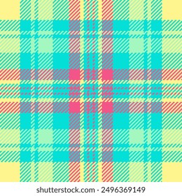 Gingham texture pattern seamless, royalty vector tartan background. Coloured check plaid fabric textile in teal and yellow colors palette.