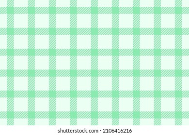 Gingham vichy pattern vector in pastel green and white. Seamless large check plaid graphic for wrapping, packaging, tablecloth, fabric design. Easter holiday textile design