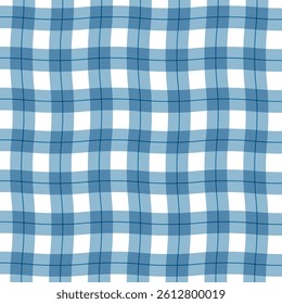 Gingham or Vichy Plaid Pattern. Textile print for tabletop, picnic blanket, basket napkin, shirt or handkerchief. Cotton, linen or flannel design. Vector Checkered Geometric flat illustration.