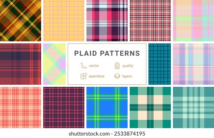Patrones de cuadros inspirados en Gingham, ideales para textiles, telas y diseños de camisas con vibraciones rústicas y de moda británica.