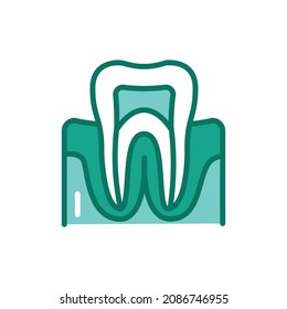 Icono de línea de color de Gingivitis. Elemento vector aislado. Pictograma de esquema para página web, aplicación móvil, promoción