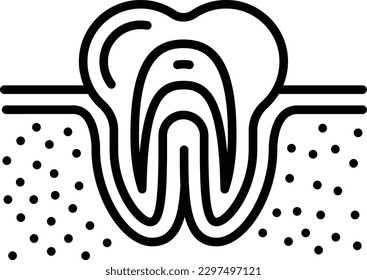 Gingivitis concept, swollen gum around teeth vector icon design, Dentistry symbol,Health Care sign, Dental instrument stock illustration 