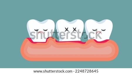 
Gingivitis Gum Disease and Sad Teeth Vector Cartoon Illustration. Teeth feeling concerned by unhealthy gum condition and bacterial infections
