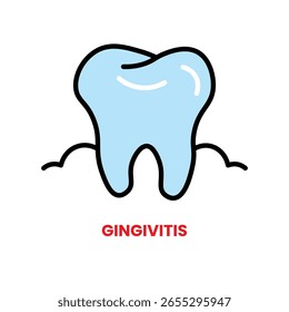 Ícone de gengivite, tratamento dentário, ilustração vetorial, estilo preenchido, melhor usado para web