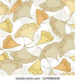 Gingko leaf pattern vector. Japanese background.