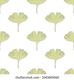gingko leaf seamless doodle pattern