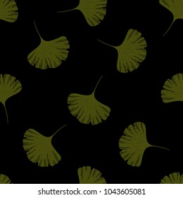 gingko leaf seamless doodle pattern