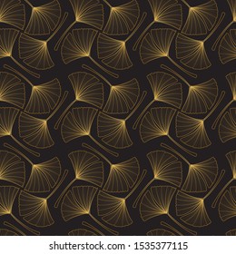 Gingko Leave seamless pattern. Gold, silver and copper color.