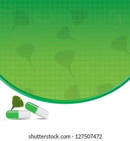 Gingko pills on texture.vector.eps10