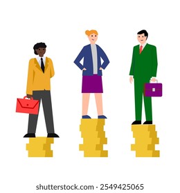 Gini coefficient, index that checks the income inequality. Vector simple color flat illustration.