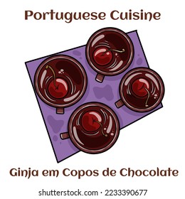 Ginja em Copos de Chocolate. A traditional portuguese liquor served in chocolate cup