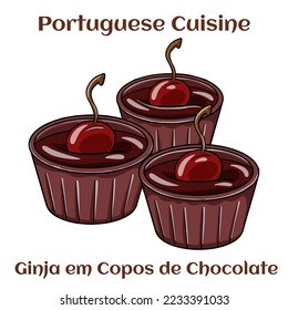 Ginja em Copos de Chocolate. A traditional portuguese liquor served in chocolate cup