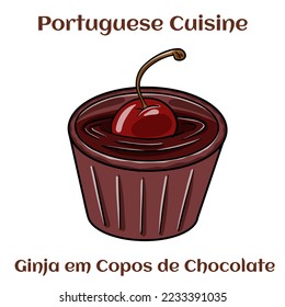 Ginja em Copos de Chocolate. A traditional portuguese liquor served in chocolate cup