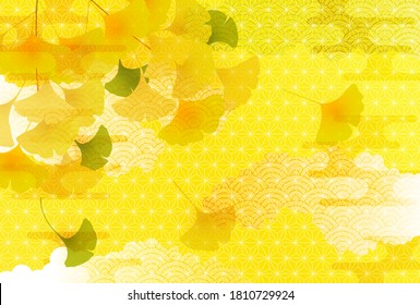 Ginkgo autumn Japanese pattern background