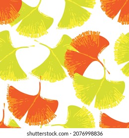 Ginkgo background. Autumn seamless pattern.