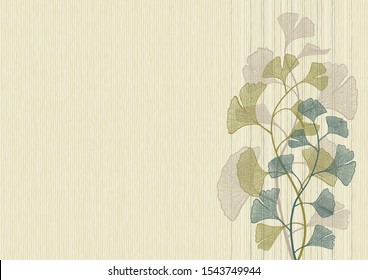 Ginkgo background. Editable EPS8 vector illustration in retro style.