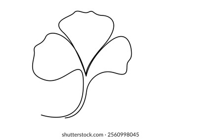 Ginkgo biloba Continuous one line drawing. Abstract botany minimalist poster, Ginkgo flower continuous single line drawing vector illustration, Ginkgo Leaf Continuous Line Drawing 