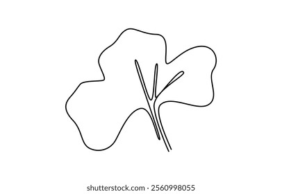 Ginkgo biloba Continuous one line drawing. Abstract botany minimalist poster, Ginkgo flower continuous single line drawing vector illustration, Ginkgo Leaf Continuous Line Drawing 