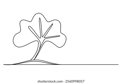 Ginkgo biloba Continuous one line drawing. Abstract botany minimalist poster, Ginkgo flower continuous single line drawing vector illustration, Ginkgo Leaf Continuous Line Drawing 