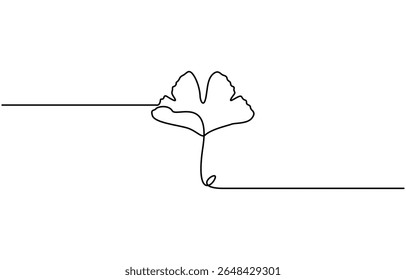 Ginkgo biloba Desenho contínuo de uma linha. Cartaz minimalista de botânica abstrata, Flor de ginkgo, Ginkgo biloba fresco folha verde desenho contínuo uma linha, Ginkgo biloba.