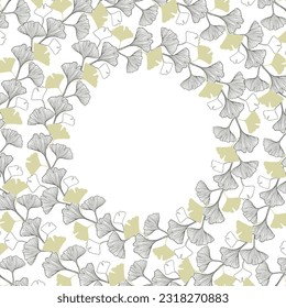 Ginkgo biloba frame Floral wreath with ginkgo leaves.Vector background for card or invite